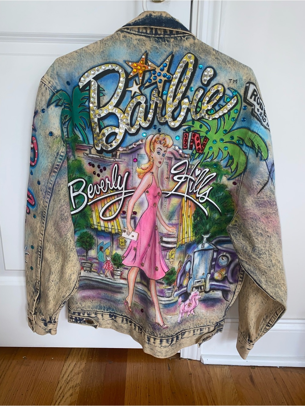Barbie in Beverly Hills Denim Jacket buttons read ALAMO no tag fits XL - Picture 4 of 12